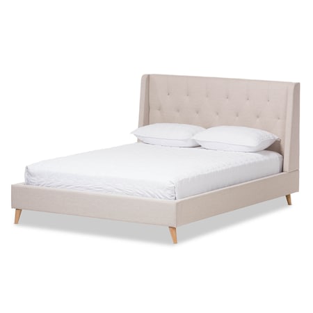 Baxton Studio Adelaide Light Beige Upholstered Queen Size Platform Bed 136-7473
